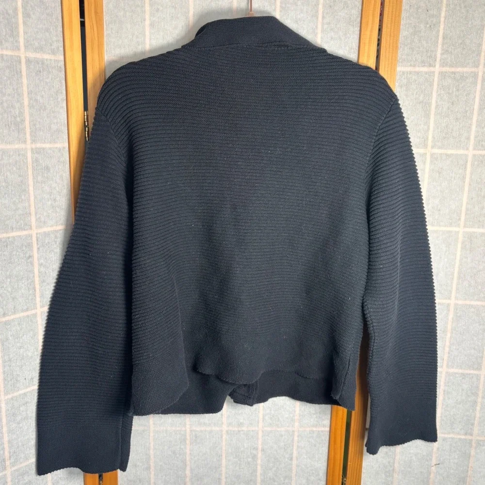 VTG Y2K Habitat Womens Ribbed Cotton Button Front Cardigan Sweater‎ Black ML